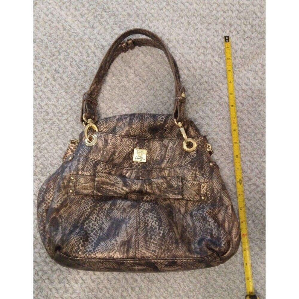 Jessica Simpson bow snakeskin handbag Y2K City Vintage Feminine Bow - Picture 12 of 12